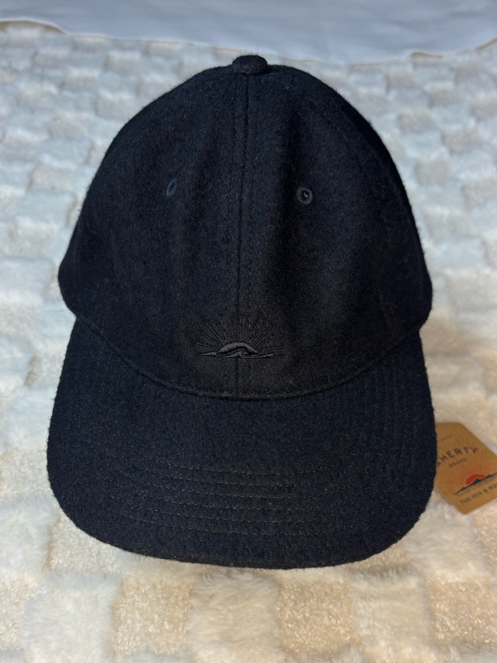Faherty Black Wool Baseball Cap with Subtle Logo